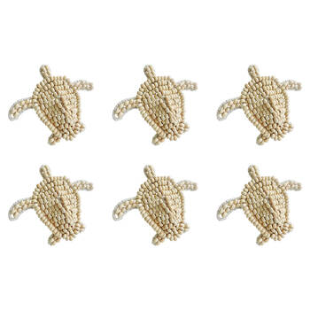 6PK Annabel Trends Napkin Ring Seaside Turtle 12x8cm - White