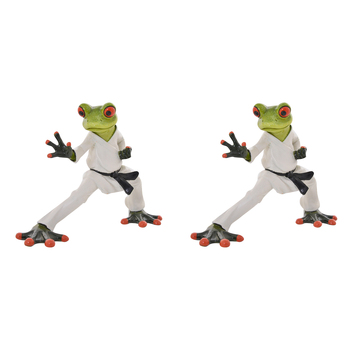 2PK Gibson Gifts Funny Frog Karate Figurine Home Decor 18x12cm