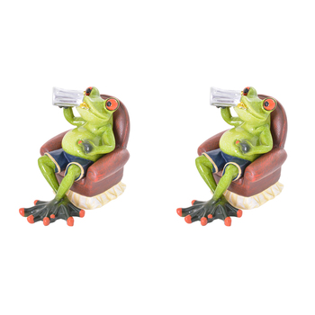 2PK Gibson Gifts Funny Frog Beer Drinker Figurine Home Decor 12x12cm