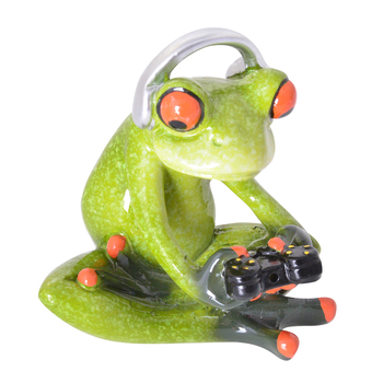 Gibson Gifts Funny Frog Gamer Figurine Home Decor 9x8cm