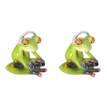 2PK Gibson Gifts Funny Frog Gamer Figurine Home Decor 9x8cm