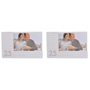 2PK Gibson Gifts 25th Anniversary Frame Home Decor 6x4"