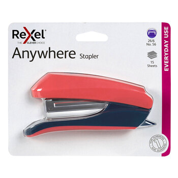 Rexel Anywhere 15 Sheets Half Strip Stapler Coral