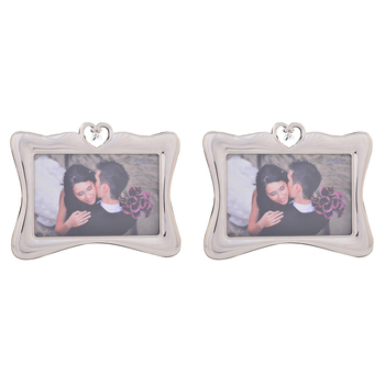 2PK Gibson Gifts Diamond Heart Frame Home/Garden Decor 6x4" Silver