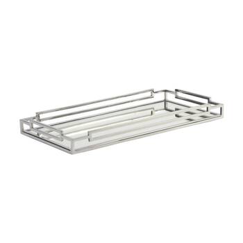SS Collective Decorative Rectangle Mirror Tray With Cubism Handles 50x25cm