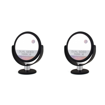 2PK Gibson Gifts Vanity Magnification Mirror Dual Sided Round Black