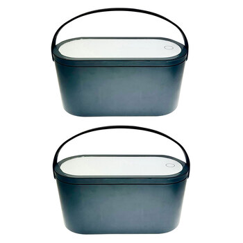 2PK Gibson Gifts Beauty Storage Case w/ LED Mirror Black