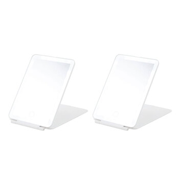 2PK Gibson Gifts LED Light Up Travel Mirror Rectangle 14x22cm