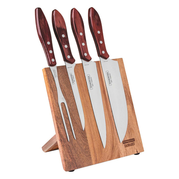 5pc Tramontina Churrasco BBQ Polywood Magnetic Block Knives & Fork Set
