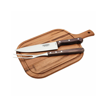 3pc Tramontina Churrasco Polywood Board/For/Knife Barbecue Set