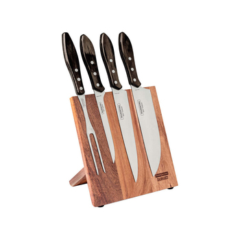 5pc Tramontina Churrasco BBQ Polywood Magnetic Block Knives & Fork Set