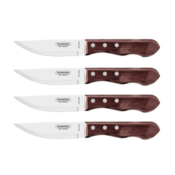 4pc Tramontina Brown Polywood Jumbo Steak Knife Set