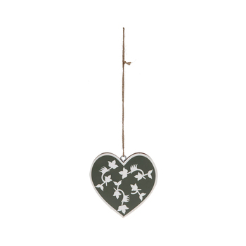 Amalfi 15cm Ambretta Hanging Heart Charm - Olive/Cream