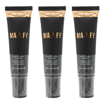 3PK Revolution Mattify Matte & Fix Primer 28ml Face Makeup Oil Control Base
