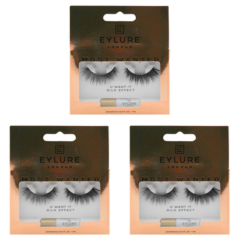3PK Eylure London Most Wanted Lashes w/ Glue Set - U Want It Silk Perfect