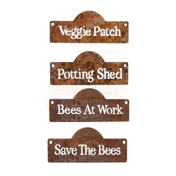 4x Sign Rust 20x8cm Rectangle Hanging Wall Ornament - Assorted