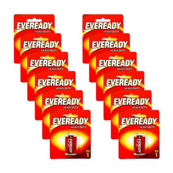 12PK Eveready 9V Heavy Duty Zinc-Carbon Powered Battery For Most Devices