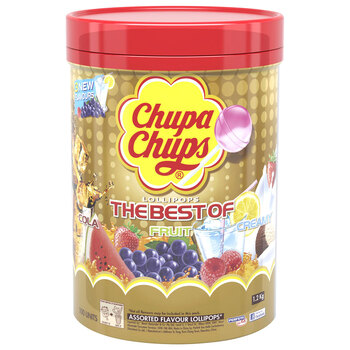 100pc Chupa Chups The Best of Jar Cola/Fruit/Creamy Assorted Lollipops 1.2kg