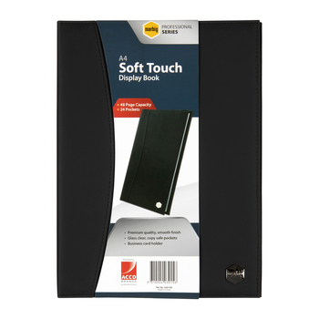 Marbig Pro Soft Touch 24-Pocket A4 Display Book - Black