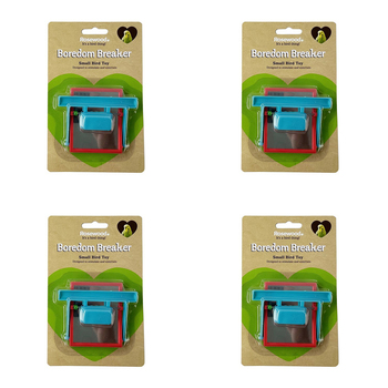 4x Rosewood Perch Mirror Bird Pet Boredom Breaker Toy w/ Beads
