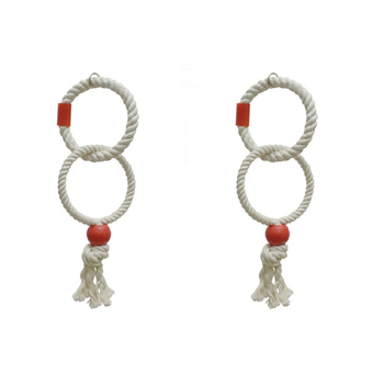 2x Rosewood Cotton Rope 17cm Parrot Rings Twin Parakeet Pet Toy