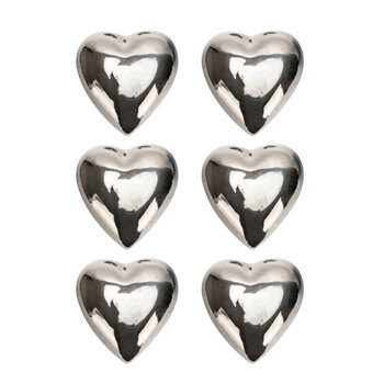 6x Floating 8cm Ceramic Heart Ornament Garden Decor Medium - Silver