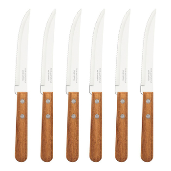 6pc Tramontina Dynamic Wooden Steak Knife Set Cutlery