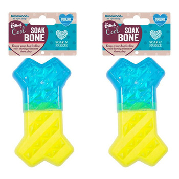 2PK Rosewood Chillax Cool Soak Bone Pet Dog Chew Training Outdoor Toy Yellow/Blue