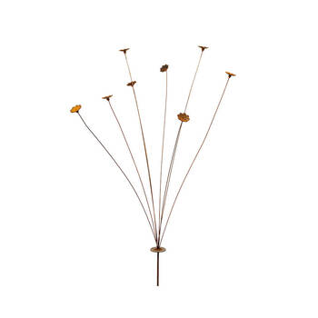  Metal Stake Flower Spray 8 Head 120x50cm - Rust