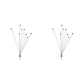 2PK Metal Stake Spray Billy Buttons 120x50cm - Rust