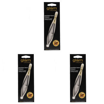 3PK Glam By Manicare Stainless Steel Precision Brow Grooming Scissors