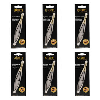 6PK Glam By Manicare Stainless Steel Precision Brow Grooming Scissors