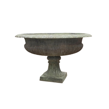 Antique Napoli 105cm Cast Iron Urn Garden Decor - Grey