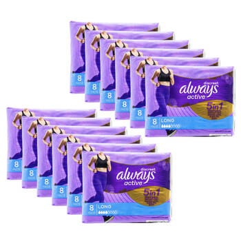 12x 8pc Always Discreet Soft Active Sanitary Naxin Menstrual Pads Long