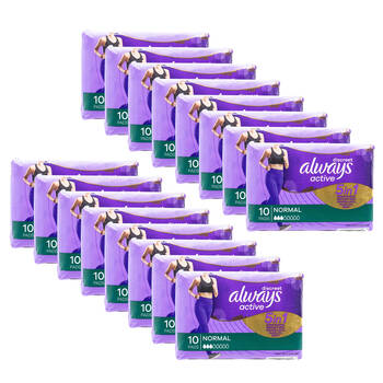 16x 10pc Always Discreet Active Sanitary Naxin Menstrual Pads Normal