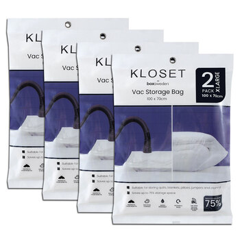 4x 2PK Boxsweden Kloset 100x70cm Vac Storage Bag Organiser