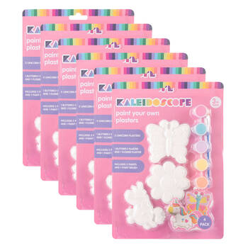 6x 4pc Kaleidoscope Paint Your Own Plasters w/ 5x Paints & Brush Kids Art Craft 3y+