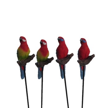 4x Crimson/Eastern 12cm Rosella on Stick Ornament - Assorted