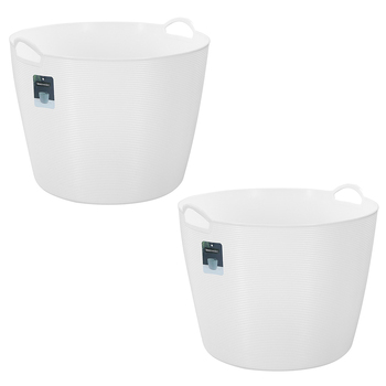 2PK Boxsweden Decor 42L/45cm Flexible Round Tub Storage Basket - Assorted