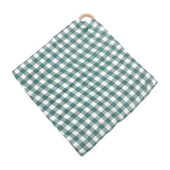 Annabel Trends Muslin Security Blanket 32x32cm - Gingham Olive