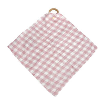 Annabel Trends Muslin Security Blanket 32x32cm - Gingham Pink Clay
