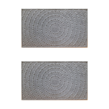 2PK Solemate Marine Cpt Grey Circles 45x75cm Stylish Outdoor Entrance Doormat