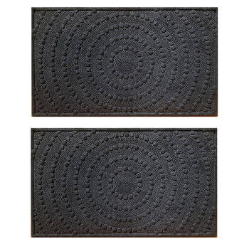 2PK Solemate Marine Dark Grey Circles 45x75cm Stylish Outdoor Entrance Doormat