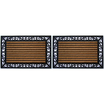 2PK Solemate Rubber-Coir Yarn Stripe 45x75cm Outdoor Doormat 