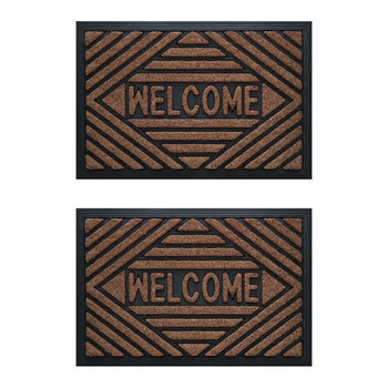 2PK Solemate Embossed Welcome 40x60cm Stylish/Durable Outdoor Front Doormat