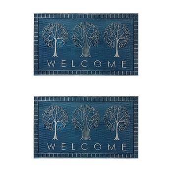 2PK Solemate Rbbr Tree Welcome Copper 45x75cm Functional Outdoor Front Doormat