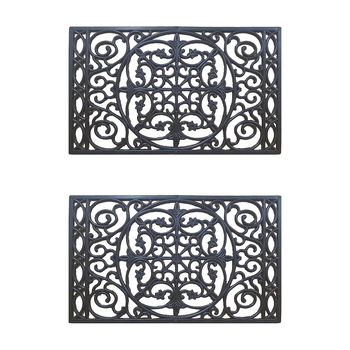 2PK Solemate Rubber W/ Iron Design 45 x75cm Stylish Outdoor Front Doormat