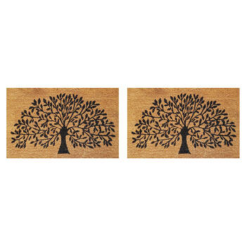 2PK Solemate PVC Backed Coconut Coir Tree of Life Doormat 45x75cm