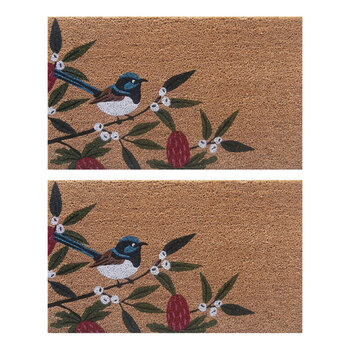 2PK Solemate PVC-Coir Wren Bush 45x75cm Outdoor Doormat 