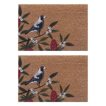 2PK Solemate PVC-Coir Magpie Bush 45x75cm Outdoor Doormat 
